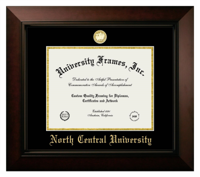 North Central University Diploma Frame in Legacy Black Cherry with Black & Gold Mats for document: 8 1/2"h x 11"w  