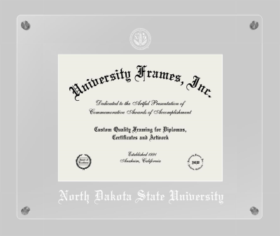North Dakota State University Lucent Clear-over-Clear Frame in Lucent Clear Moulding with Lucent Clear Mat for document: 8 1/2"h x 11"w  