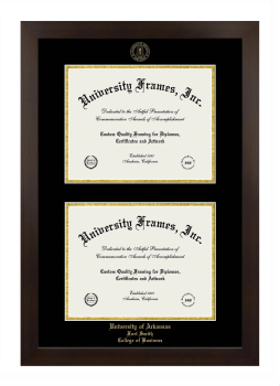 University of Arkansas Fort Smith College of Business Double Diploma Frame in Manhattan Espresso with Black & Gold Mats for document: 8 1/2"h x 11"w  , document: 8 1/2"h x 11"w  