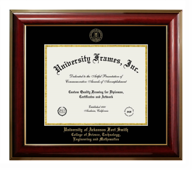 University of Arkansas Fort Smith College of Science, Technology, Engineering and Mathematics Diploma Frame in Classic Mahogany with Gold Trim with Black & Gold Mats for document: 8 1/2"h x 11"w  