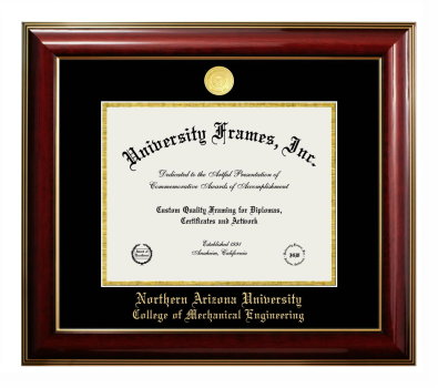 Northern Arizona University College of Mechanical Engineering Diploma Frame in Classic Mahogany with Gold Trim with Black & Gold Mats for document: 8 1/2"h x 11"w  