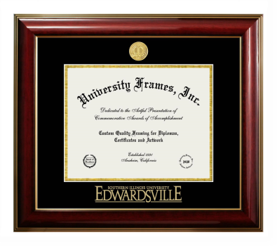 Southern Illinois University Edwardsville Diploma Frame in Classic Mahogany with Gold Trim with Black & Gold Mats for document: 8 1/2"h x 11"w  
