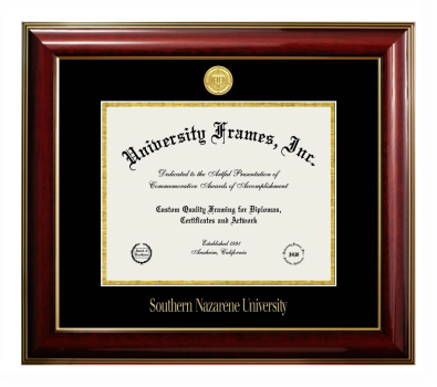 Southern Nazarene University Diploma Frame in Classic Mahogany with Gold Trim with Black & Gold Mats for document: 8 1/2"h x 11"w  