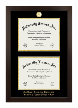 Northern Kentucky University Salmon P. Chase College of Law Double Diploma Frame in Manhattan Espresso with Black & Gold Mats for document: 8 1/2"h x 11"w  , document: 8 1/2"h x 11"w  