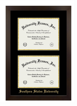 Southern States University Double Diploma Frame in Manhattan Espresso with Black & Gold Mats for document: 8 1/2"h x 11"w  , document: 8 1/2"h x 11"w  
