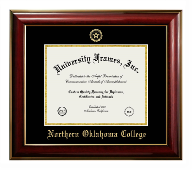 Northern Oklahoma College Diploma Frame in Classic Mahogany with Gold Trim with Black & Gold Mats for document: 8 1/2"h x 11"w  