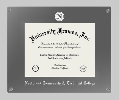 Northland Community & Technical College Lucent Clear-over-Smoke Frame in Lucent Smoke Moulding with Lucent Smoke Mat for document: 8 1/2"h x 11"w  