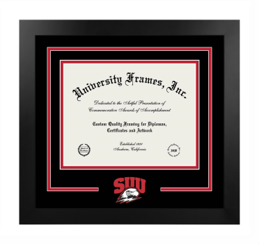 Southern Utah University School of Business Logo Mat Frame in Manhattan Black with Black & Red Mats for document: 8 1/2"h x 11"w  