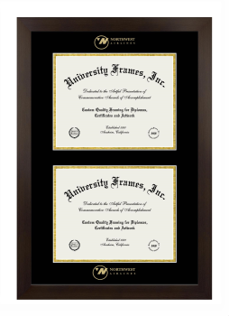 Northwest Airlines Double Diploma Frame in Manhattan Espresso with Black & Gold Mats for document: 8 1/2"h x 11"w  , document: 8 1/2"h x 11"w  