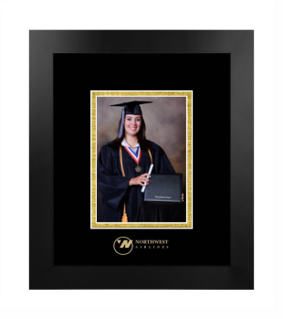 Northwest Airlines 5 x 7 Portrait Frame in Manhattan Black with Black & Gold Mats