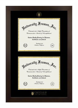 University of Chicago The Law School Double Diploma Frame in Manhattan Espresso with Black & Gold Mats for document: 8 1/2"h x 11"w  , document: 8 1/2"h x 11"w  