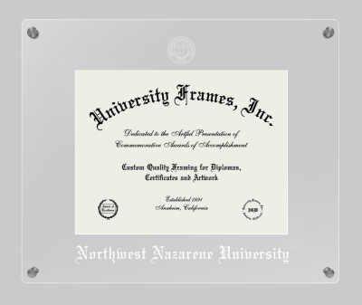 Northwest Nazarene University Lucent Clear-over-Clear Frame in Lucent Clear Moulding with Lucent Clear Mat for document: 8 1/2"h x 11"w  