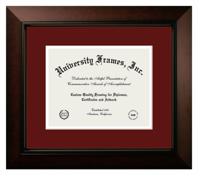 Southwest Texas State University Diploma Frame in Legacy Black Cherry with Maroon & White Mats for document: 8 1/2"h x 11"w  