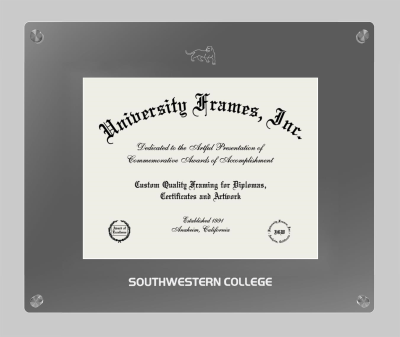 Southwestern College Lucent Clear-over-Smoke Frame in Lucent Smoke Moulding with Lucent Smoke Mat for document: 8 1/2"h x 11"w  