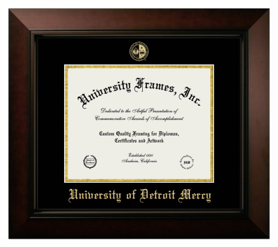University of Detroit Mercy Diploma Frame in Legacy Black Cherry with Black & Gold Mats for document: 8 1/2"h x 11"w  