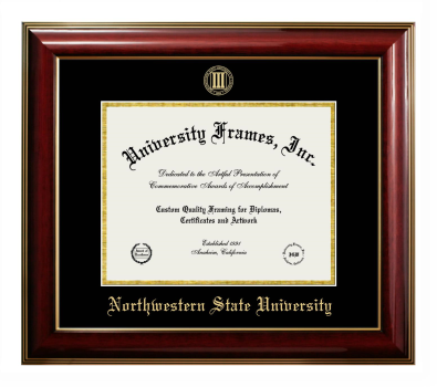 Northwestern State University Diploma Frame in Classic Mahogany with Gold Trim with Black & Gold Mats for document: 8 1/2"h x 11"w  