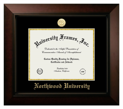 Northwood University Diploma Frame in Legacy Black Cherry with Black & Gold Mats for document: 8 1/2"h x 11"w  