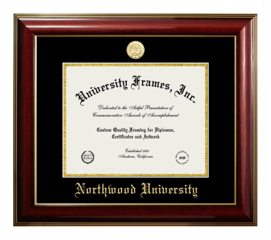 Northwood University Diploma Frame in Classic Mahogany with Gold Trim with Black & Gold Mats for document: 8 1/2"h x 11"w  