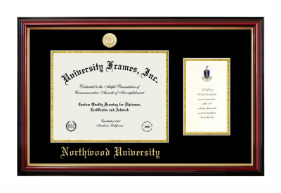 Northwood University Diploma with Announcement Frame in Petite Mahogany with Gold Trim with Black & Gold Mats for document: 8 1/2"h x 11"w  , diploma: 7"h x 4"w  