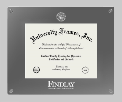 University of Findlay Lucent Clear-over-Smoke Frame in Lucent Smoke Moulding with Lucent Smoke Mat for document: 8 1/2"h x 11"w  