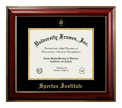 Spertus Institute Diploma Frame in Classic Mahogany with Gold Trim with Black & Gold Mats for document: 8 1/2"h x 11"w  