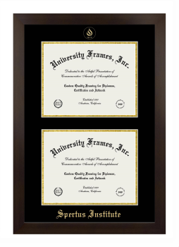 Spertus Institute Double Diploma Frame in Manhattan Espresso with Black & Gold Mats for document: 8 1/2"h x 11"w  , document: 8 1/2"h x 11"w  