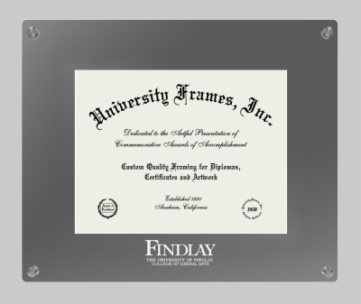 University of Findlay College of Liberal Arts Lucent Clear-over-Smoke Frame in Lucent Smoke Moulding with Lucent Smoke Mat for document: 8 1/2"h x 11"w  