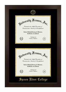 Spoon River College Double Diploma Frame in Manhattan Espresso with Black & Gold Mats for document: 8 1/2"h x 11"w  , document: 8 1/2"h x 11"w  