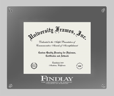 University of Findlay College of Sciences Lucent Clear-over-Smoke Frame in Lucent Smoke Moulding with Lucent Smoke Mat for document: 8 1/2"h x 11"w  
