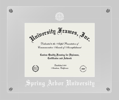 Spring Arbor University Lucent Clear-over-Clear Frame in Lucent Clear Moulding with Lucent Clear Mat for document: 8 1/2"h x 11"w  