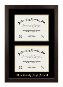 Ohio County High School Double Diploma Frame in Manhattan Espresso with Black & Gold Mats for document: 8 1/2"h x 11"w  , document: 8 1/2"h x 11"w  