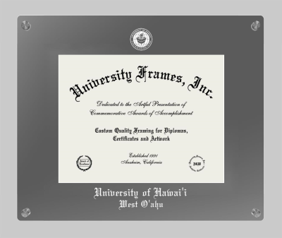 University of Hawaii - West Oahu Lucent Clear-over-Smoke Frame in Lucent Smoke Moulding with Lucent Smoke Mat for document: 8 1/2"h x 11"w  