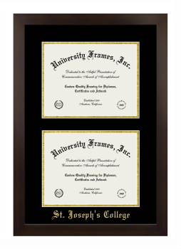 St. Joseph's College (New York) Double Diploma Frame in Manhattan Espresso with Black & Gold Mats for document: 8 1/2"h x 11"w  , document: 8 1/2"h x 11"w  