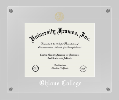 Ohlone College Lucent Clear-over-Clear Frame in Lucent Clear Moulding with Lucent Clear Mat for document: 8 1/2"h x 11"w  