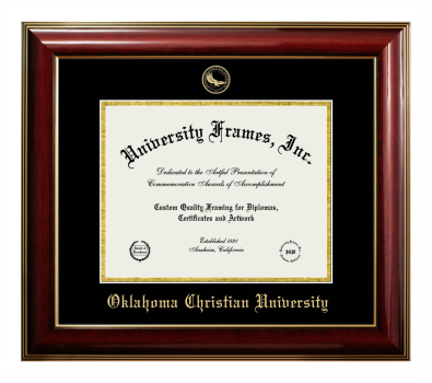 Oklahoma Christian University Diploma Frame in Classic Mahogany with Gold Trim with Black & Gold Mats for document: 8 1/2"h x 11"w  