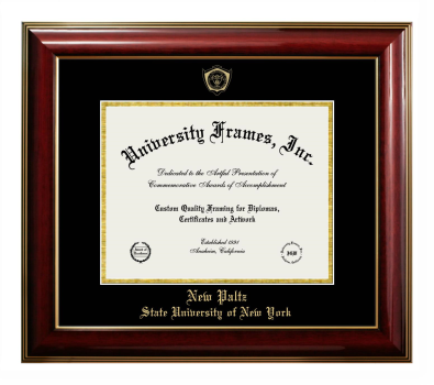 State University of New York at New Paltz Diploma Frame in Classic Mahogany with Gold Trim with Black & Gold Mats for document: 8 1/2"h x 11"w  