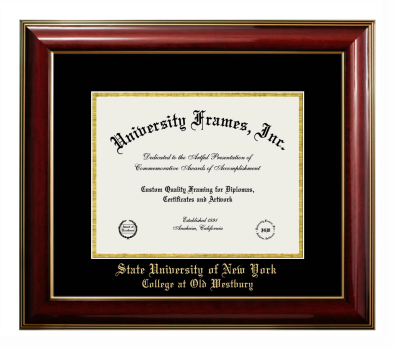 State University of New York College at Old Westbury Diploma Frame in Classic Mahogany with Gold Trim with Black & Gold Mats for document: 8 1/2"h x 11"w  