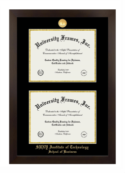 State University of New York Institute of Technology School of Business Double Diploma Frame in Manhattan Espresso with Black & Gold Mats for document: 8 1/2"h x 11"w  , document: 8 1/2"h x 11"w  
