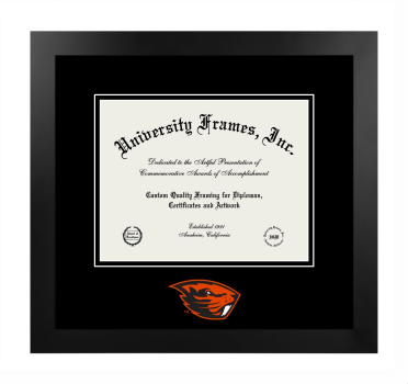 Oregon State University College of Liberal Arts Logo Mat Frame in Manhattan Black with  Mat for document: 8 1/2"h x 11"w  