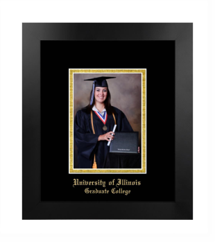 University of Illinois Graduate College 5 x 7 Portrait Frame in Manhattan Black with Black & Gold Mats
