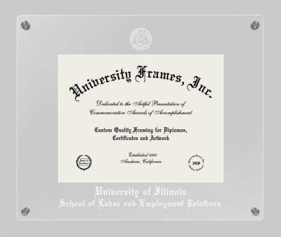 University of Illinois School of Labor and Employment Relations Lucent Clear-over-Clear Frame in Lucent Clear Moulding with Lucent Clear Mat for document: 8 1/2"h x 11"w  
