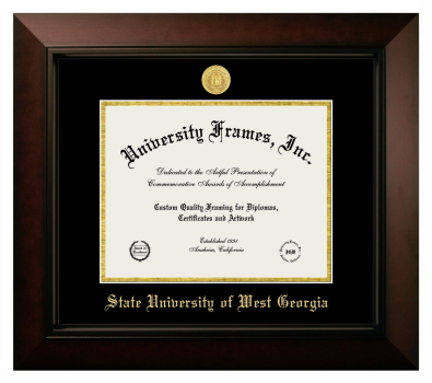 State University of West Georgia Diploma Frame in Legacy Black Cherry with Black & Gold Mats for document: 8 1/2"h x 11"w  