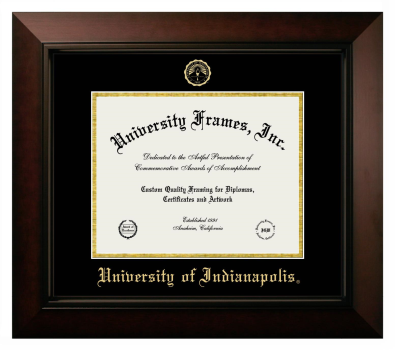 University of Indianapolis Diploma Frame in Legacy Black Cherry with Black & Gold Mats for document: 8 1/2"h x 11"w  