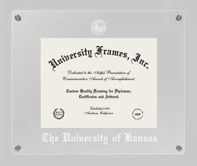 University of Kansas Lucent Clear-over-Clear Frame in Lucent Clear Moulding with Lucent Clear Mat for document: 8 1/2"h x 11"w  