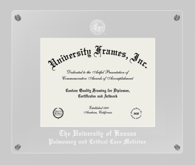 University of Kansas Pulmonary and Critical Care Medicine Lucent Clear-over-Clear Frame in Lucent Clear Moulding with Lucent Clear Mat for document: 8 1/2"h x 11"w  