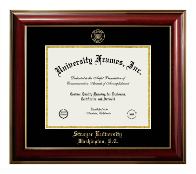 Strayer University-Washington D.C. Diploma Frame in Classic Mahogany with Gold Trim with Black & Gold Mats for document: 8 1/2"h x 11"w  