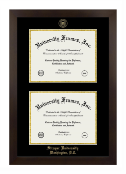 Strayer University-Washington D.C. Double Diploma Frame in Manhattan Espresso with Black & Gold Mats for document: 8 1/2"h x 11"w  , document: 8 1/2"h x 11"w  