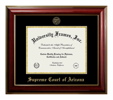 Supreme Court of Arizona Diploma Frame in Classic Mahogany with Gold Trim with Black & Gold Mats for document: 8 1/2"h x 11"w  