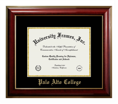Palo Alto College Diploma Frame in Classic Mahogany with Gold Trim with Black & Gold Mats for document: 8 1/2"h x 11"w  