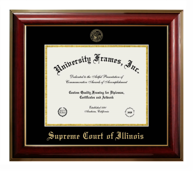 Supreme Court of Illinois Diploma Frame in Classic Mahogany with Gold Trim with Black & Gold Mats for document: 8 1/2"h x 11"w  